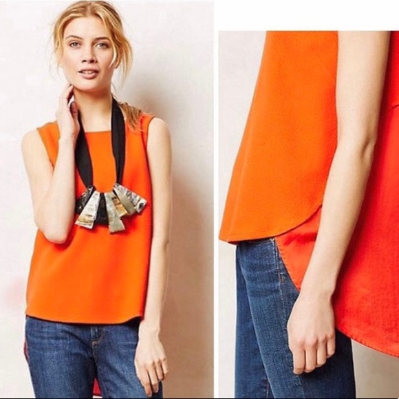 Anthropologie Tops - Anthropologie Deletta Orange Sania High Low Sleeveless Top